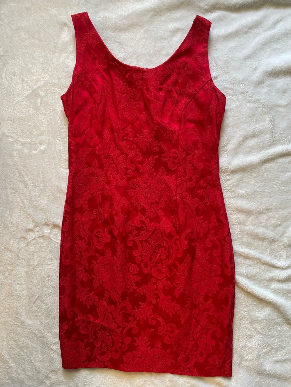 Vintage Gunne Sax Jessica Mcclintock Red Floral Jacquard Party Mini Dress Sz S